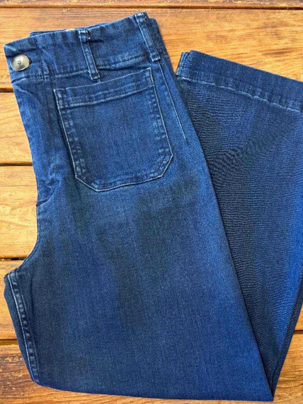 Maeve Colette High-Rise Wide-Leg Cropped Jeans - dark denim - size 30 - Picture 5 of 8
